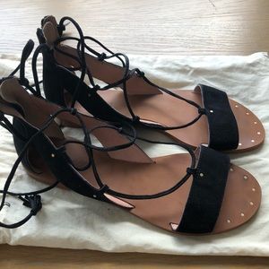 Madewell black suede lace up sandals